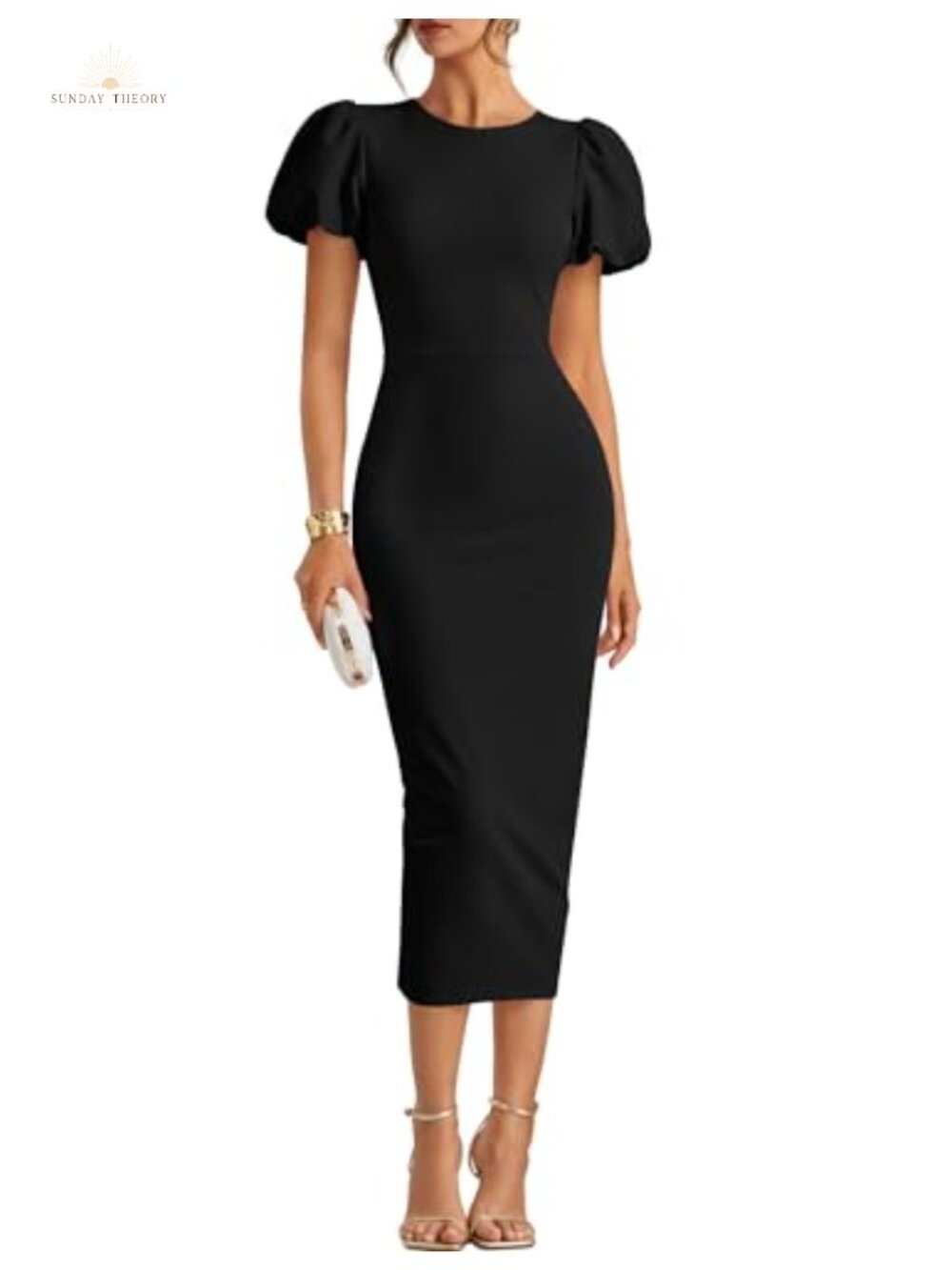 ZESICA Short Sleeve Bodycon Midi Dress Formal Cocktail Party